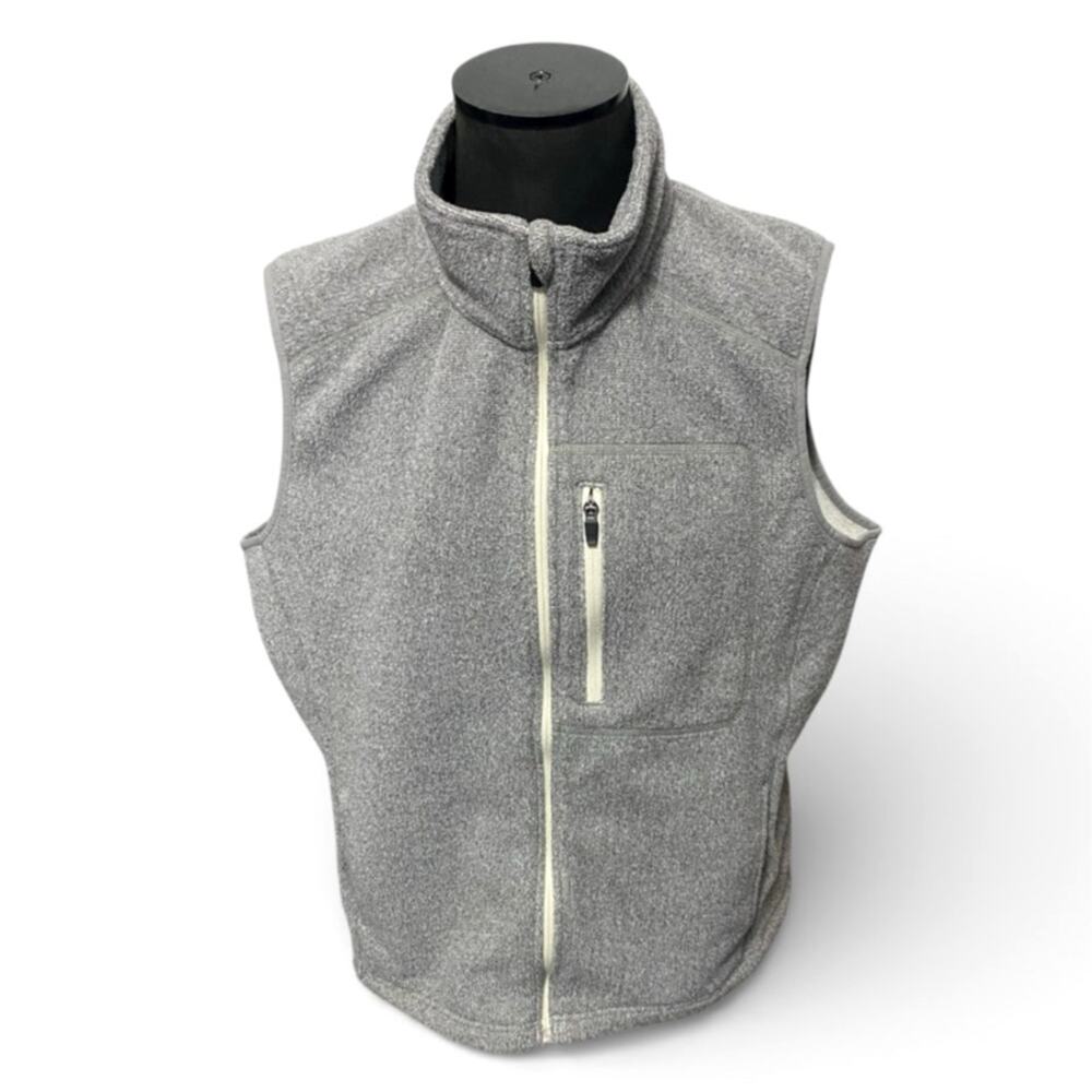 Duluth Trading Co. Men's Fleece Vest XL Gray Full Zip Up Chest Zip Pocket